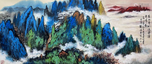 Liu Haisu,  Landscape Painting on Paper, Mounted