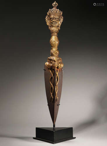 A Gilt Bronze Buddhist Implement