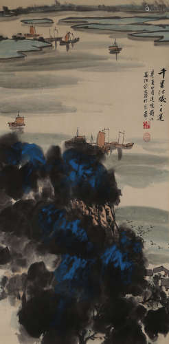 A CHINESE LANDSCAPE PAINTING,INK AND COLOR ON PAPER, SONG WE...