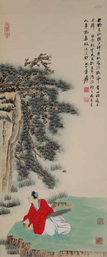 A CHINESE SCHOLAR PAINTING,INK AND COLOR ON PAPER, ZHANG DAQ...