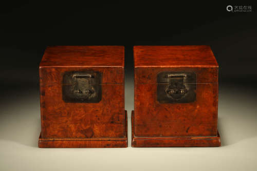 A PAIR OF HUANGHUALI BOXES