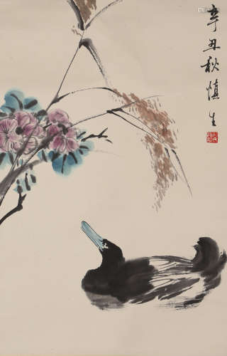 A CHINESE BIRD PAINTING,INK AND COLOR ON PAPER, WANG RONG