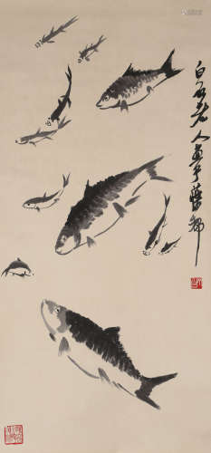 A CHINESE FISH PAINTING,INK ON PAPER, QI BAISHI