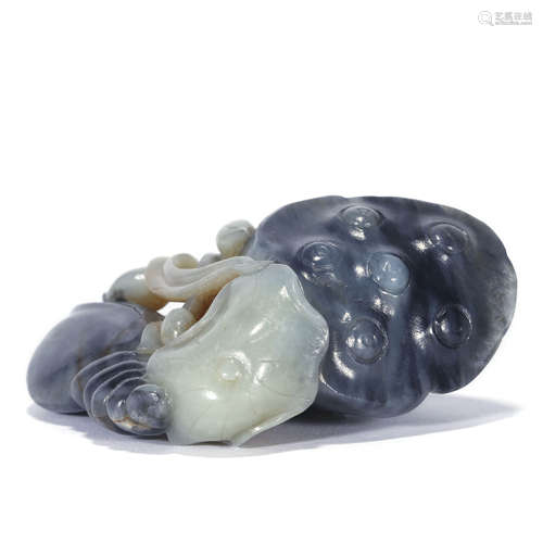 GREYISH AND WHITE JADE LOTUS WEIGHT