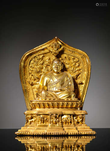 GILT-COPPER FIGURE OF GURU