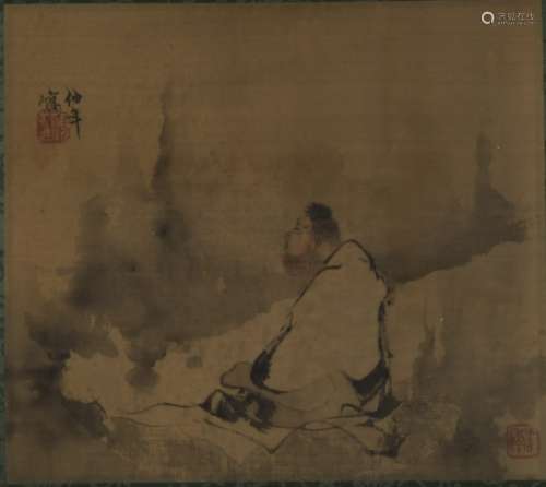 A CHINESE FIGURE PAINTING, MOUNTED, REN BOMIAN