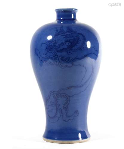 A BLUE GLAZED INCISED DRAGON MEIPING