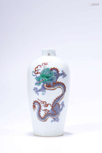 A DOUCAI DOUBLE DRAGON PLUM VASE