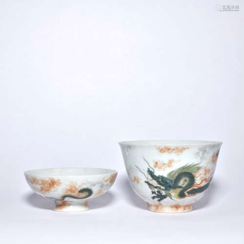 A SET OF WUCAI DRAGON CUPS