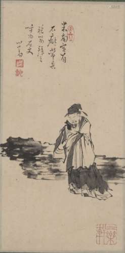 A CHINESE FIGURE PAINTING, MOUNTED