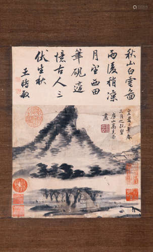 A CHINESE LANDSCAPE PAINTING ON PAPER, HANGING SCROLL, GAO K...