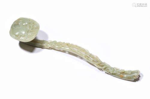 CARVED JADE RUYI SCEPTRE