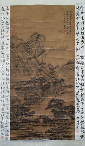 A CHINESE LANDSCAPE PAINTING SCROLL, WANG JIAN MARK