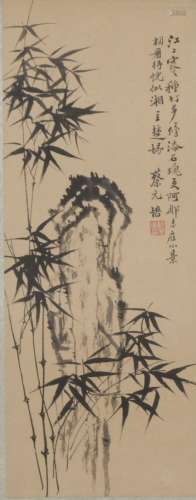 A CHINESE BAMBOO PAINTING, MOUNTED, CAI YUANPEI