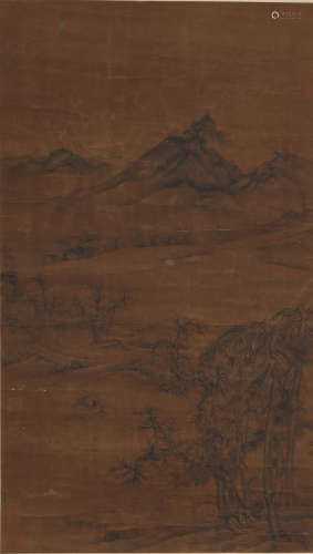 A CHINESE LANDSCAPE PAINTING ON SILK, HANGING SCROLL, LI CHE...
