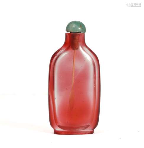 RED GLASS SNUFF BOTTLE