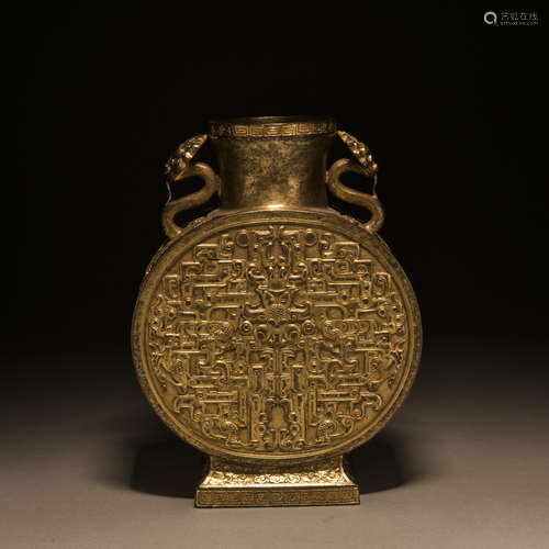 A GILT-BRONZE VASE