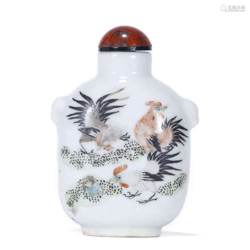 FAMILLE ROSE ROOSTER SNUFF BOTTLE