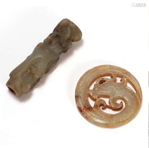 TWO ANCIENT JADE CARVINGS