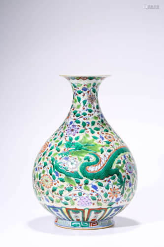 A DOUCAI FLORAL AND DRAGON VASE