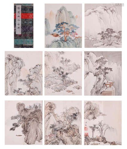 A CHINESE LANDSCAPE PAINTING, INK AND COLOR ON PAPER, ALBUM,...