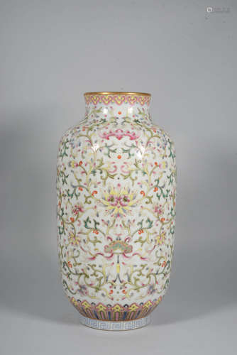 A FAMILLE ROSE FLORAL VASE