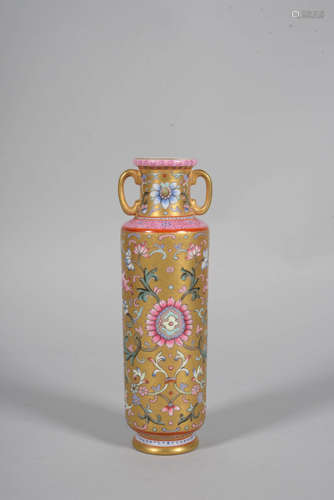 A GOLD-GROUND FLORAL VASE