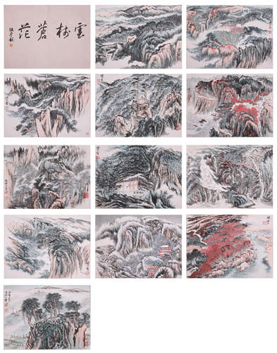 A CHINESE LANDSCAPE PAINTING, INK AND COLOR ON PAPER, ALBUM,...