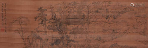 A CHINESE LANDSCAPE PAINTING, INK ON PAPER, MOUNTED, JIAN JI...