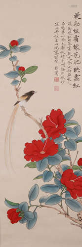 A CHINESE FLOWER AND BIRD PAINTING, INK AND COLOR ON PAPER, ...