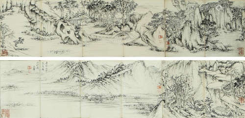 A CHINESE LANDSCAPE PAINTING, INK ON PAPER, ALBUM, WANG HUI