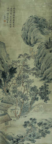 A CHINESE SCHOLAR PAINTING, INK AND COLOR ON PAPER, HANGING ...