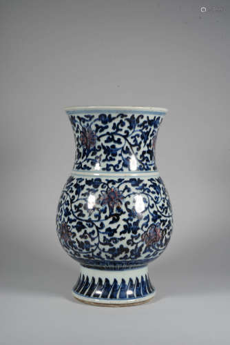 AN UNDERGLAZE-RED AND BLUE VASE