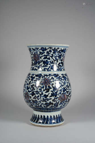 AN UNDERGLAZE-RED AND BLUE VASE