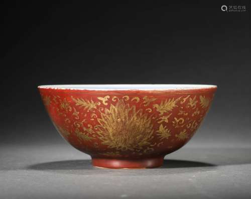 CORAL-RED GLAZE BOWL