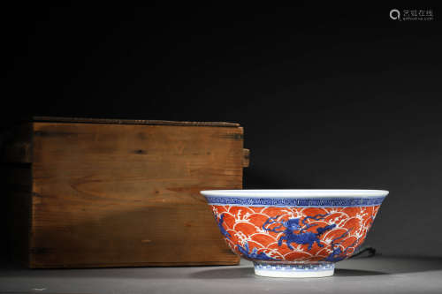 BLUE AND WHITE IRON-RED BOWL