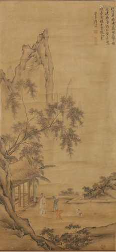 CHINESE LANDSCAPE PAINTING, INK AND COLOR ON PAPER, TANG YIN