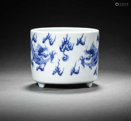 BLUE AND WHITE DRAGON CENSER