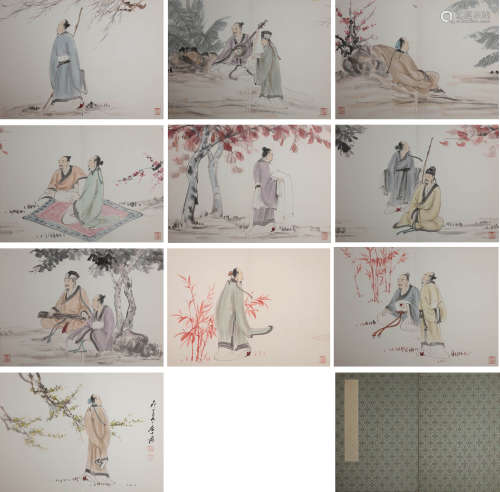 CHINESE FIGURE PAINTING, INK AND COLOR ON PAPER, ALBUM,  ZHA...