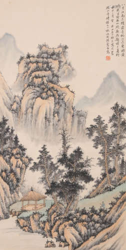 CHINESE LANDSCAPE PAINTING, INK AND COLOR ON PAPER, QI KUN