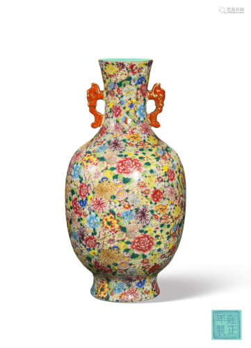 A FAMILLE-ROSE‘FLOWER’VASE,MARK AND PERIOD OF YONGZHENG