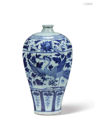 A BLUE AND WHITE‘FLOWER’MEIPING,YUAN DYNASTY