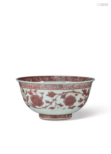A COPPER-RED‘FLOWER’BOWL,QING DYNASTY