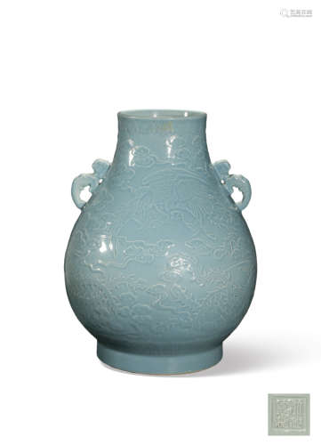 A CLAIR-DE-LUNE-GLAZED VASE,MARK AND PERIOD OF QIANLONG