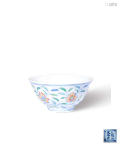A DOUCAI‘FLOWER’CUP,MARK AND PERIOD OF YONGZHENG