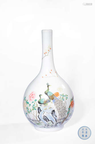 A FAMILLE ROSE‘PEONY’VASE,MARK AND PERIOD OF YONGZHENG