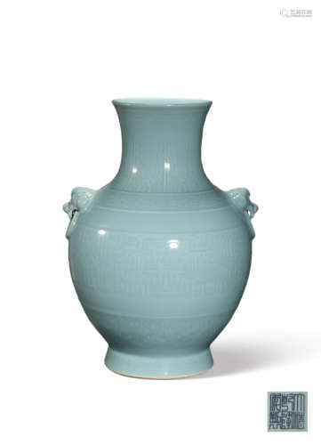 A CLAIR-DE-LUNE-GLAZED VASE,MARK AND PERIOD OF QIANLONG