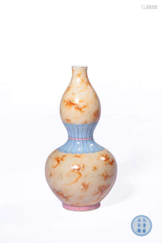A WOOD-GLAZED DOUBLE-GOURD VASE,MARK AND PERIOD OF YONGZHENG