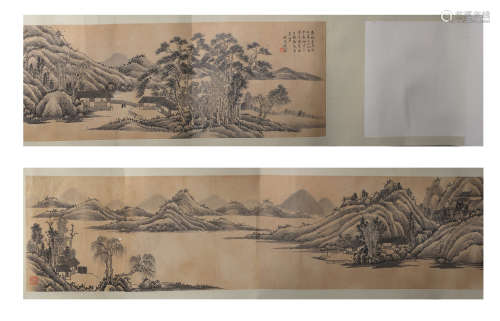A LANDSCAPE PAINTING 
PAPER SCROLL
HE WEIPU  MARK