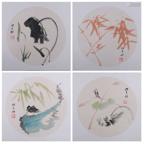 A SET OF LANDSCAPE PAINTING
PAPER MOUNTED
HE XIANGNING MARK